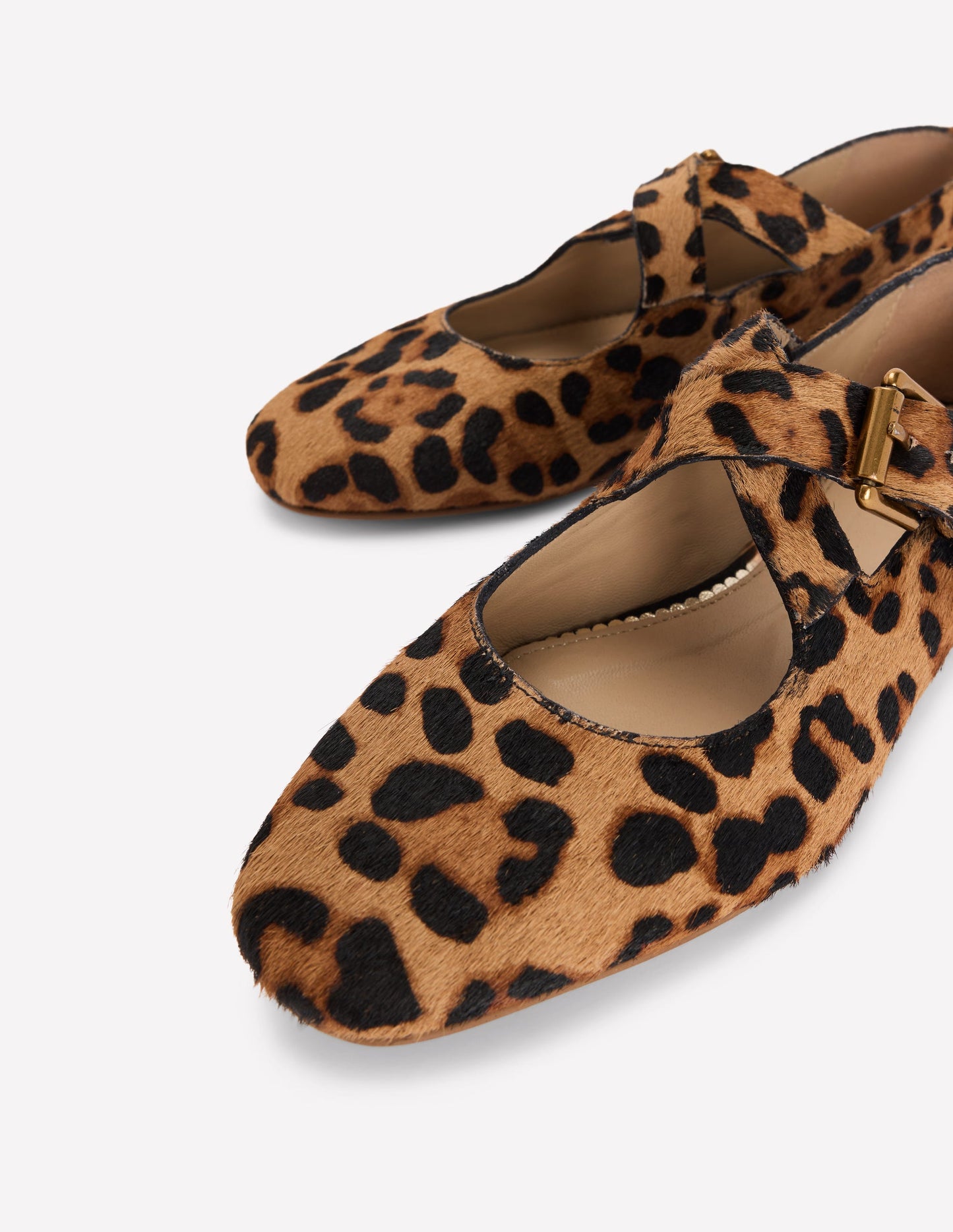 Mary Janes mit überkreuzten Riemen-Klassisches Leopardenmuster