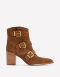 Stiefelette mit Absatz und Schnalle-Schokoladenbraun