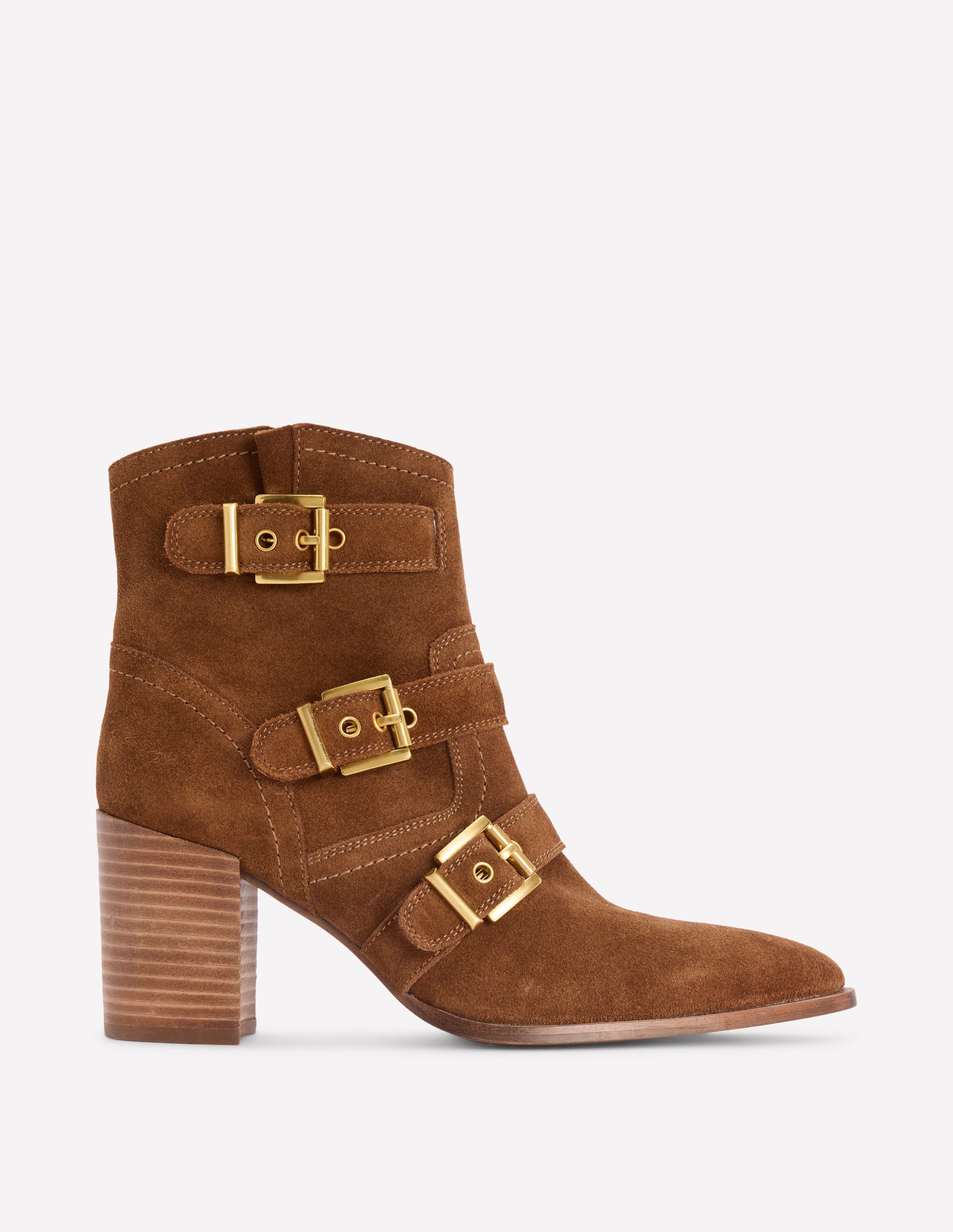 Bottines à talons et boucles-Chocolat - Image 1