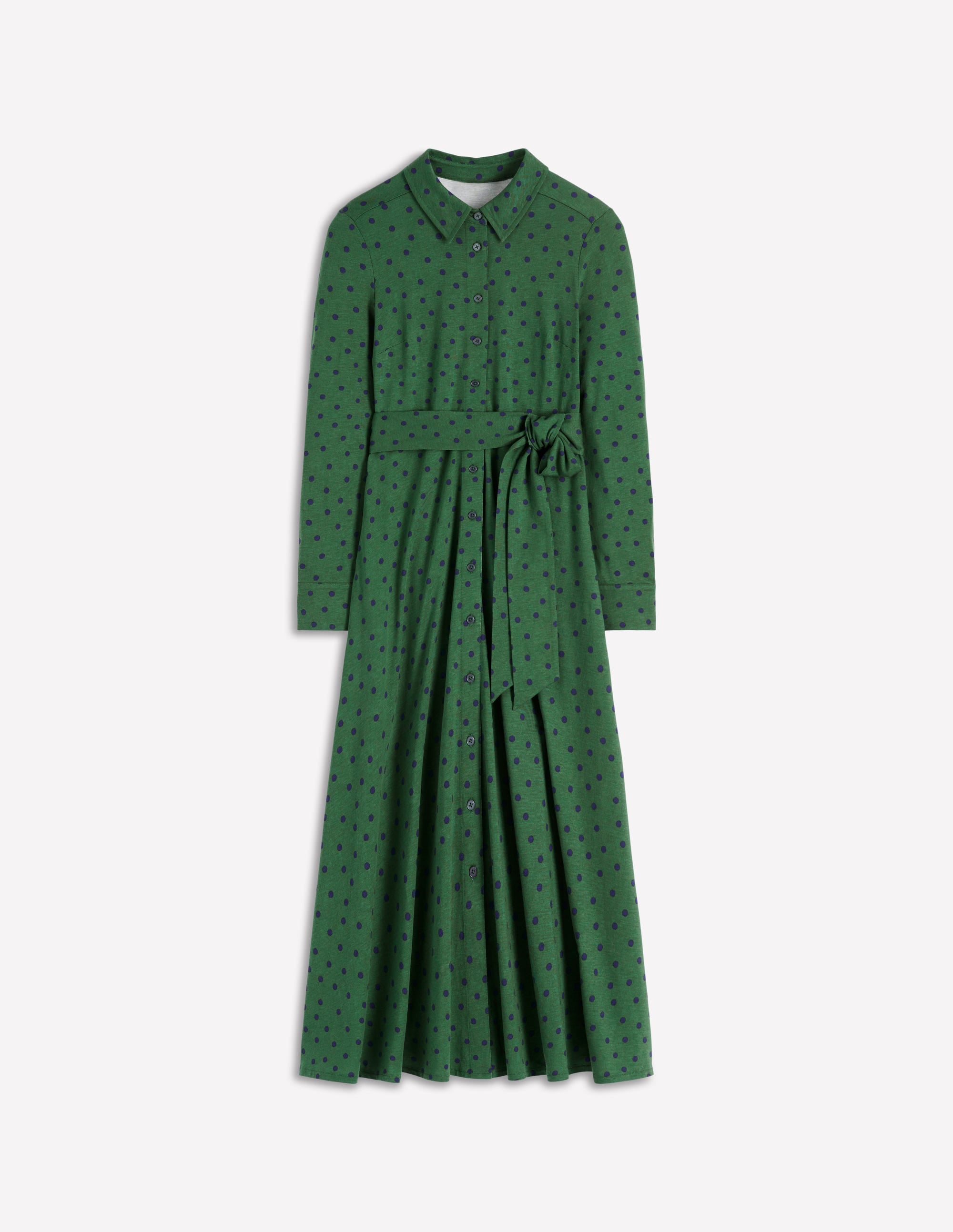 Robe-chemise Marcia en jersey-Vert chasseur, pois peints - Image 6