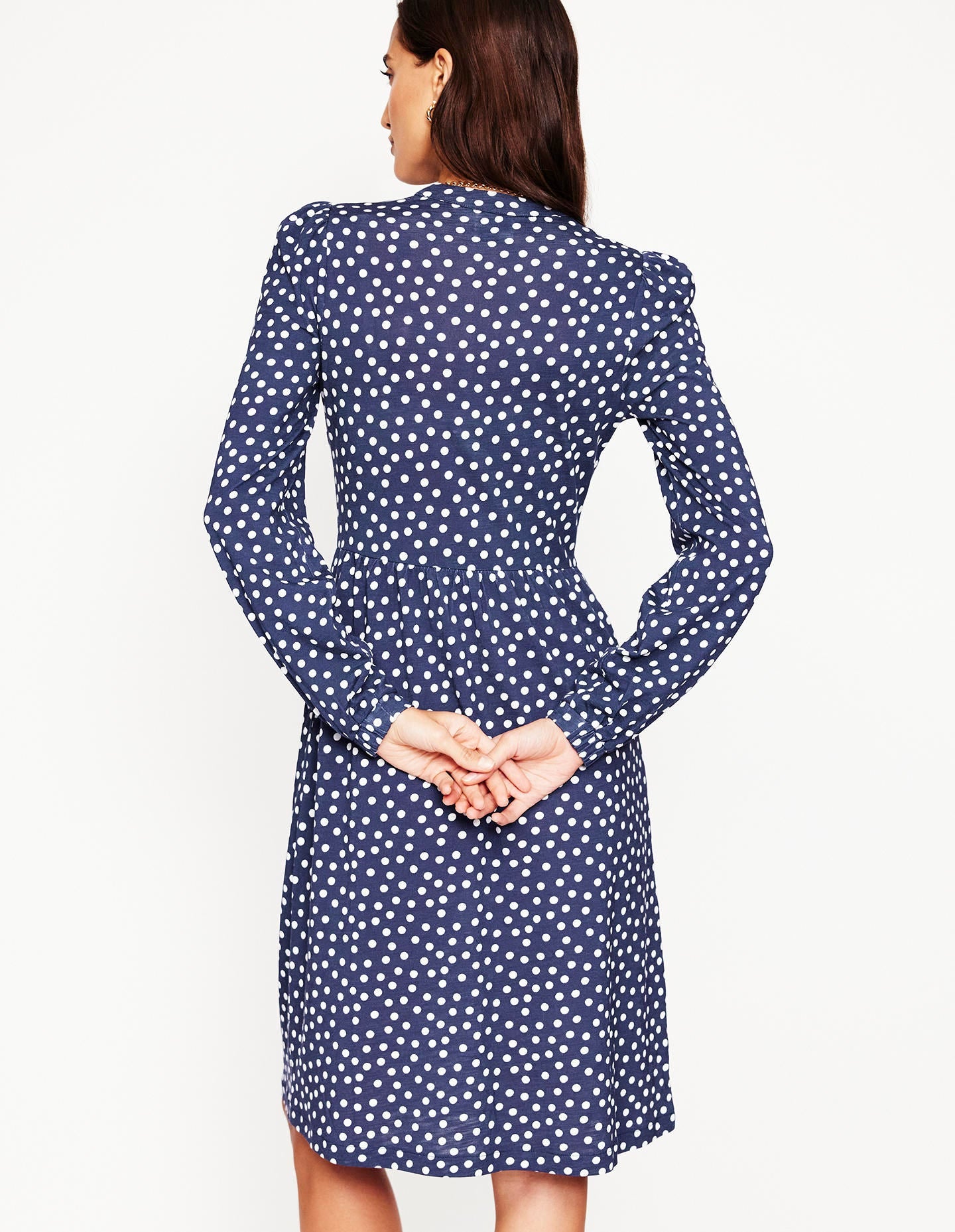 Robe décontractée Naomi en jersey-Bleu marine foncé, pois abstraits - Image 3