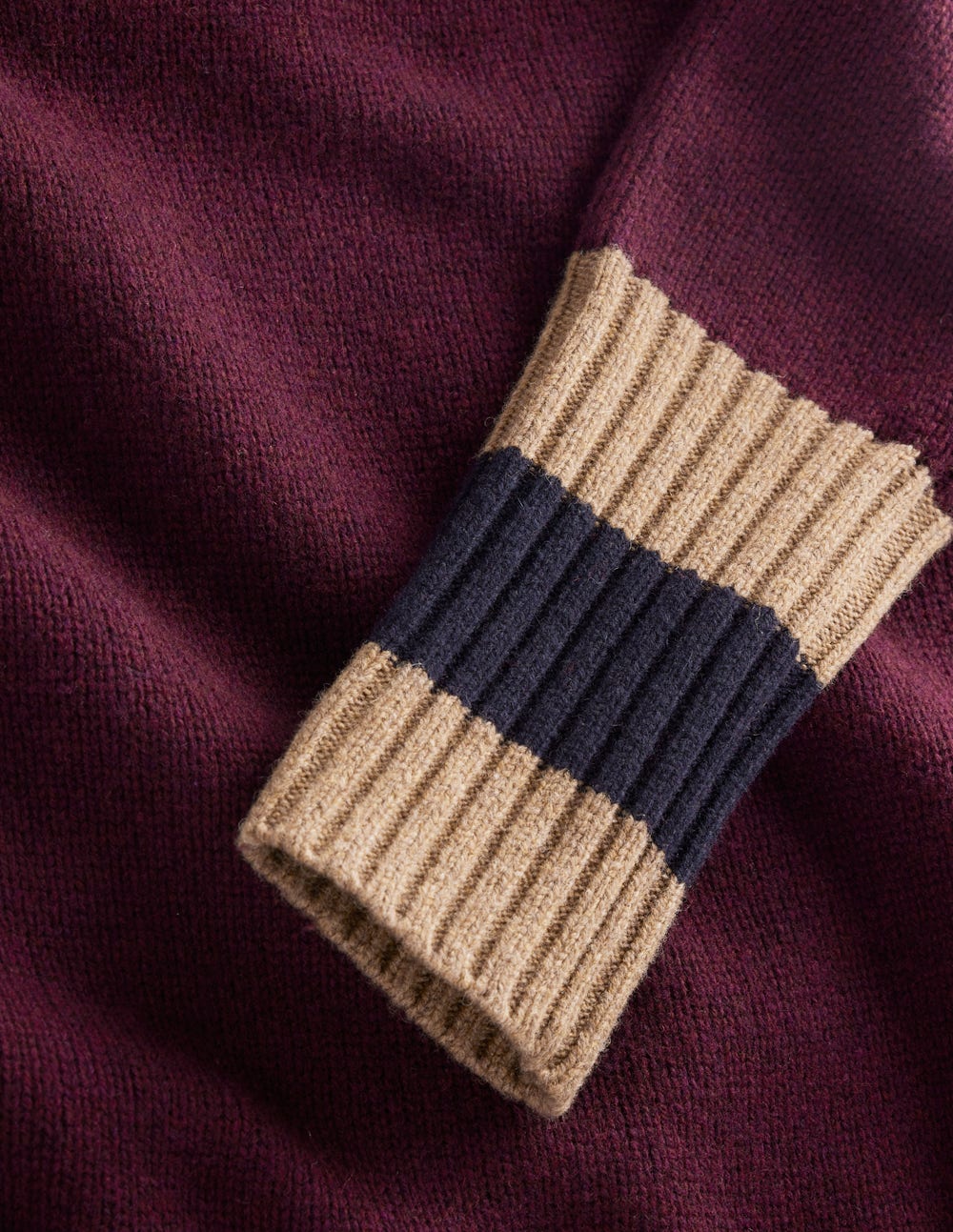 Strickkleid aus Merinowolle-Dunkle Kirsche, Braune Streifen - Image 9