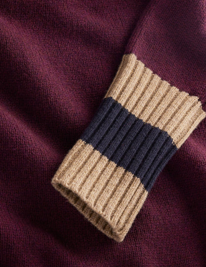 Polly Strickkleid aus Merinowolle-Dunkle Kirsche, Braune Streifen-9