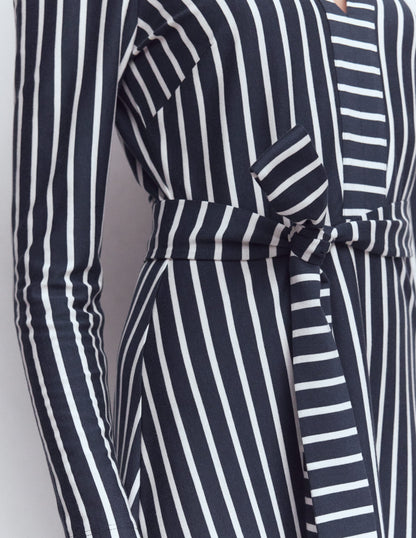 Imogen Jerseykleid mit Kragen-Französisches Marineblau und Naturweiß-4