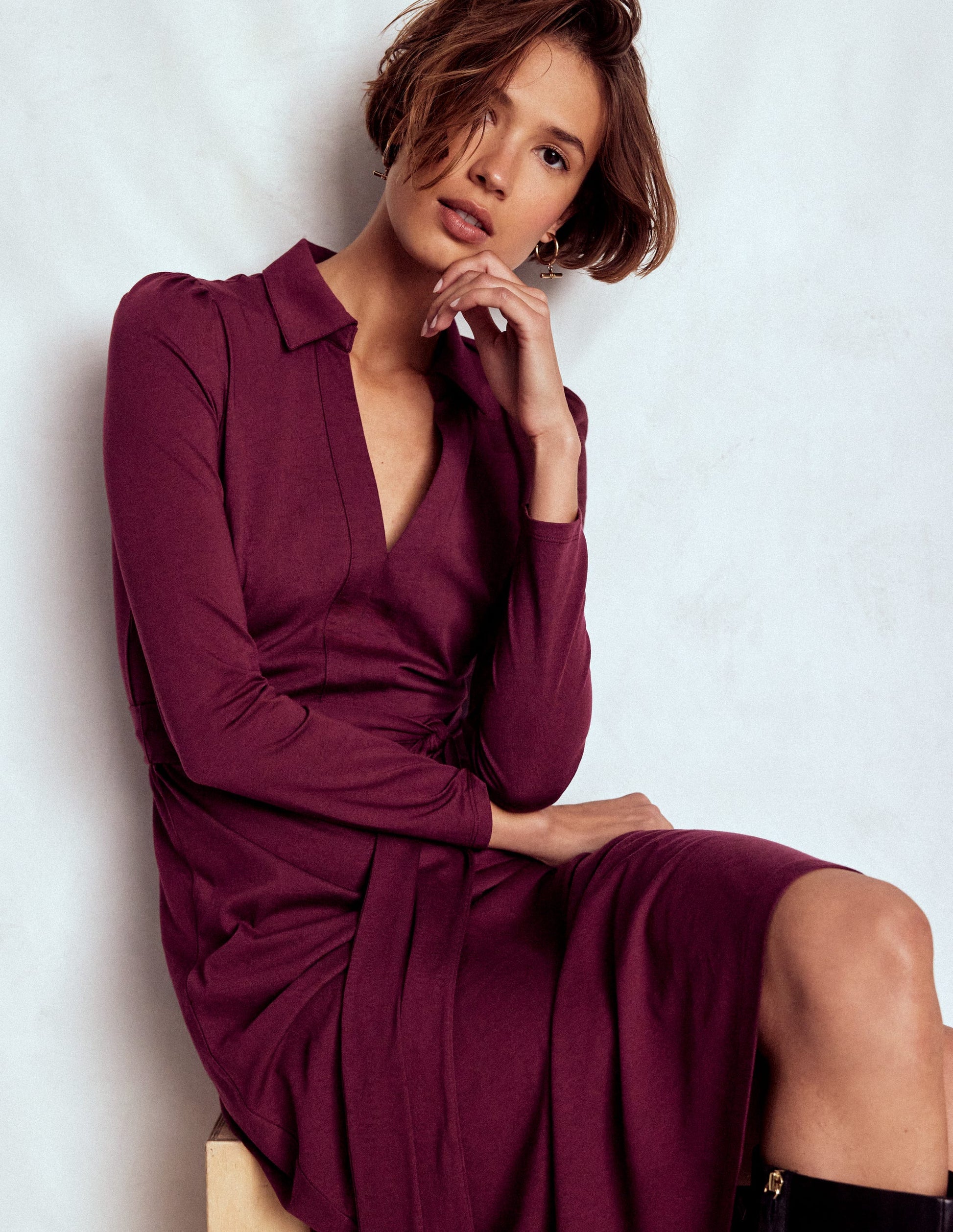 Imogen Jerseykleid mit Kragen-Dunkelviolett-2