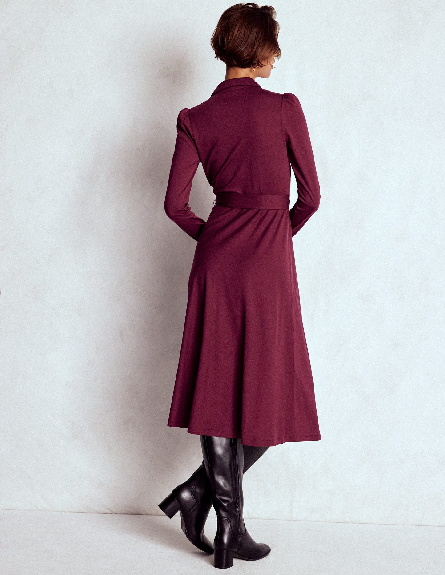 Imogen Jerseykleid mit Kragen-Dunkelviolett