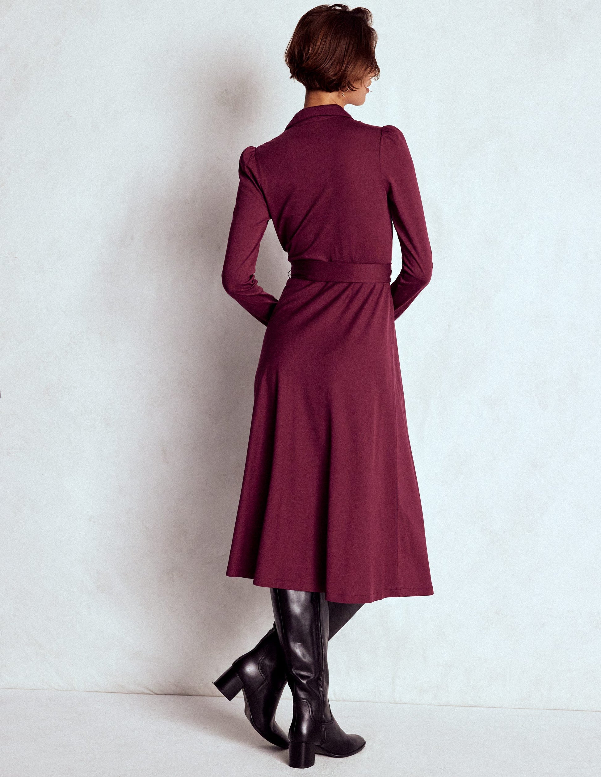 Imogen Jerseykleid mit Kragen-Dunkelviolett-3