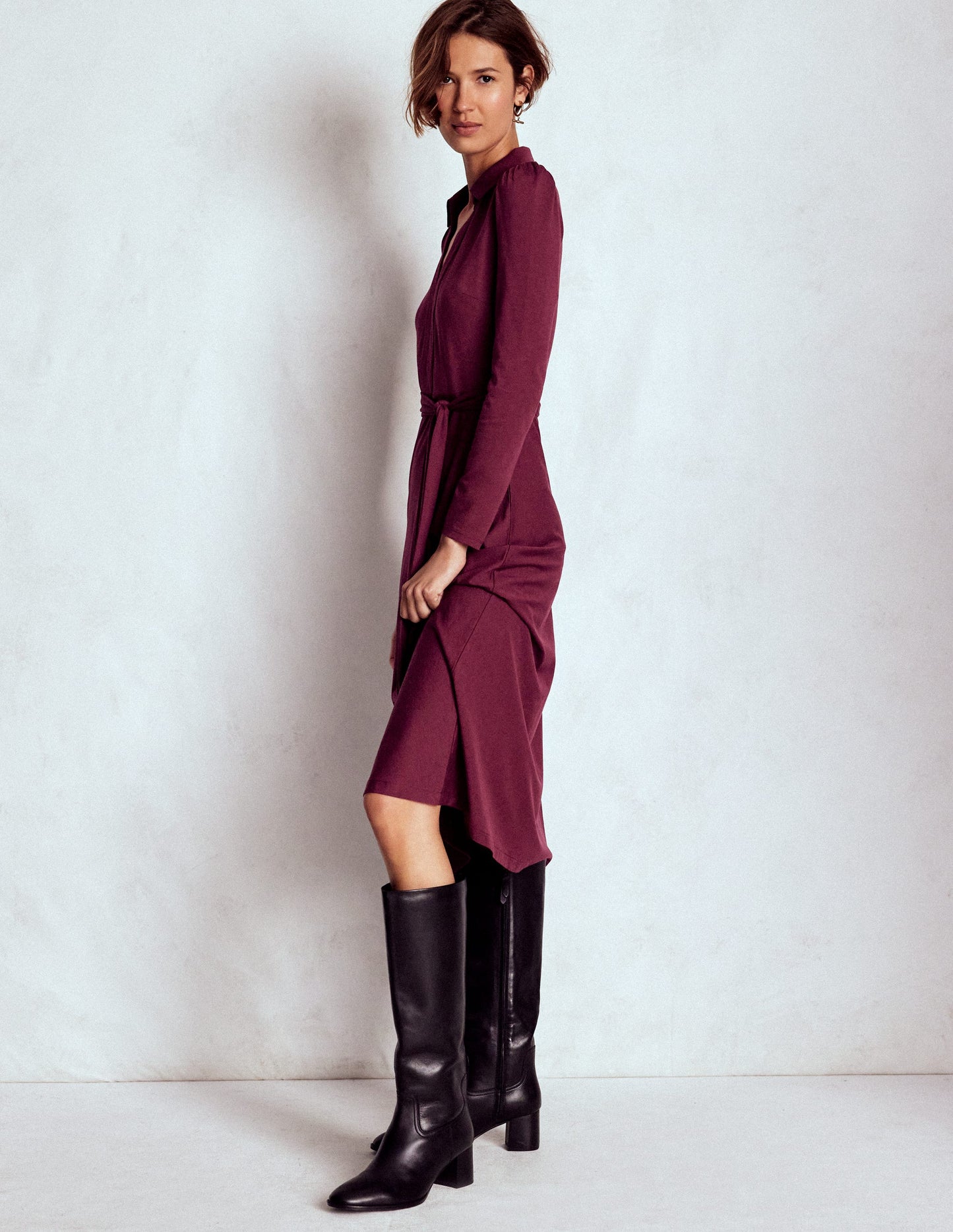 Imogen Jerseykleid mit Kragen-Dunkelviolett