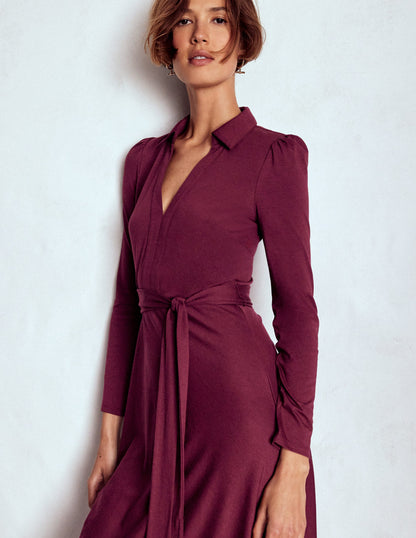 Imogen Jerseykleid mit Kragen-Dunkelviolett-5