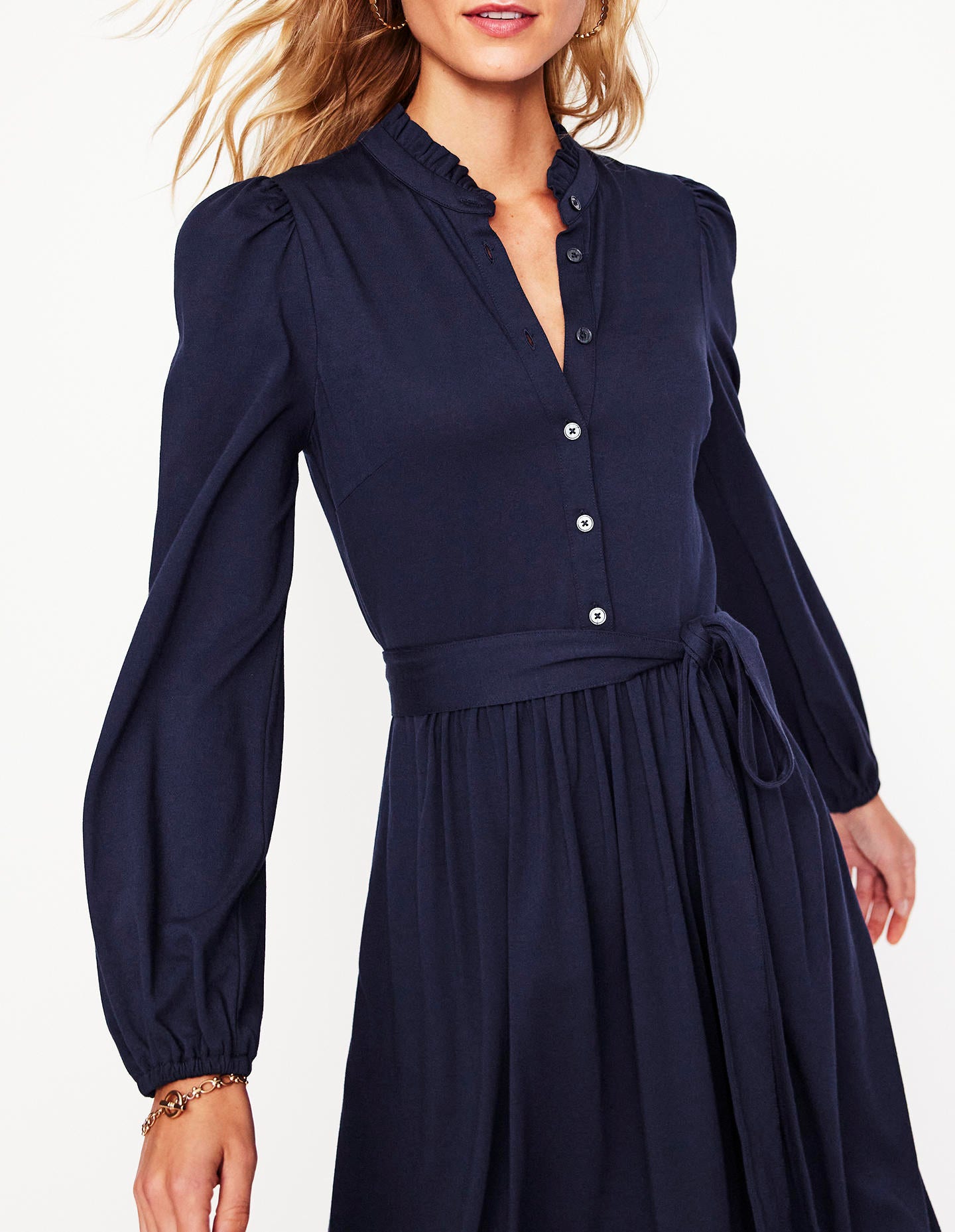 Willow Hemdblusenkleid mit Rüschenausschnitt-Aqua Marine Marl - Image 2