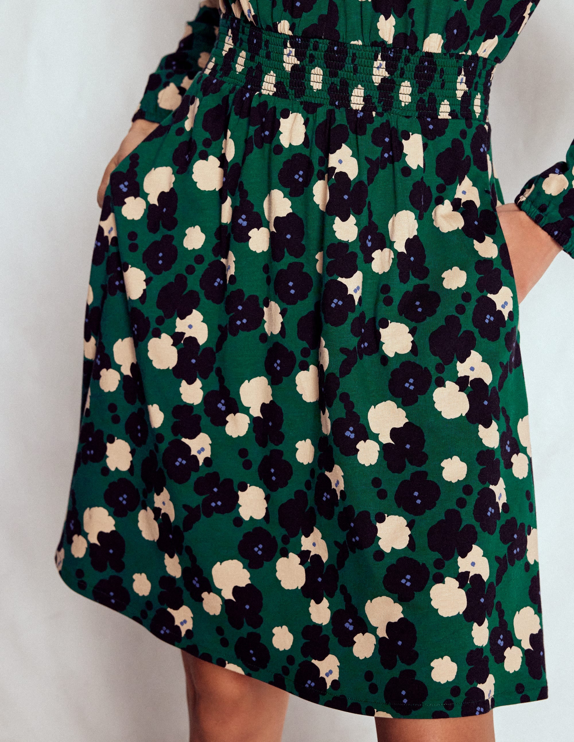 Sarah Kurzes Jerseykleid-Dunkles Smaragdgrün, Gartenblüte - Image 3