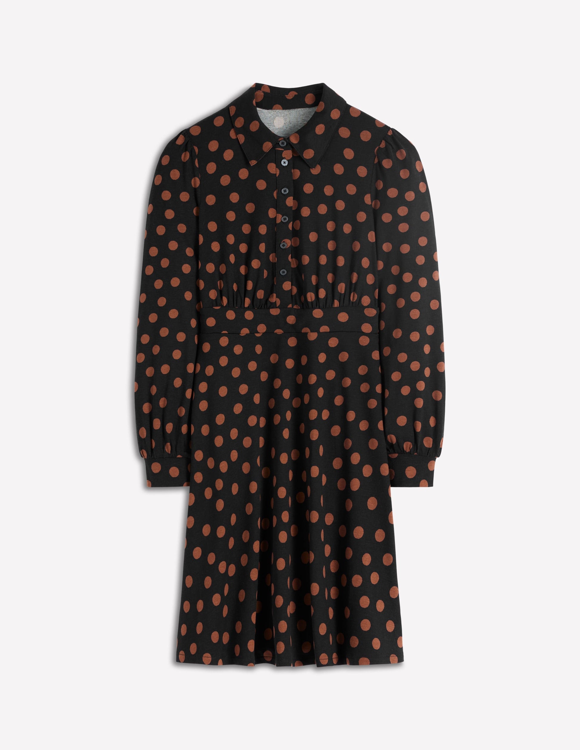 Orla Short Jersey Shirt Dress-Russet, Painted Dot-7