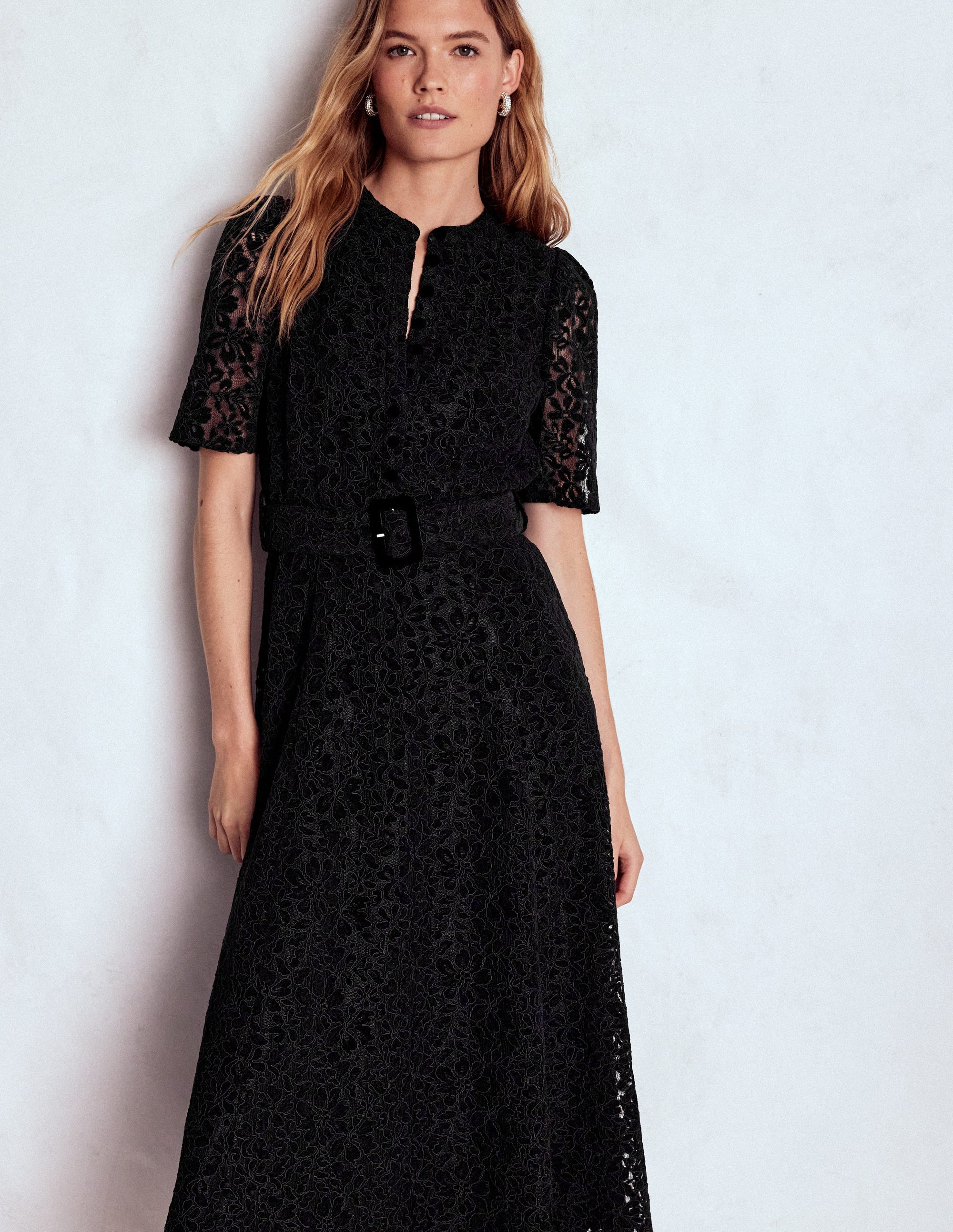Kate Kleid mit Spitze und Puffärmeln-Schwarz - Image 4