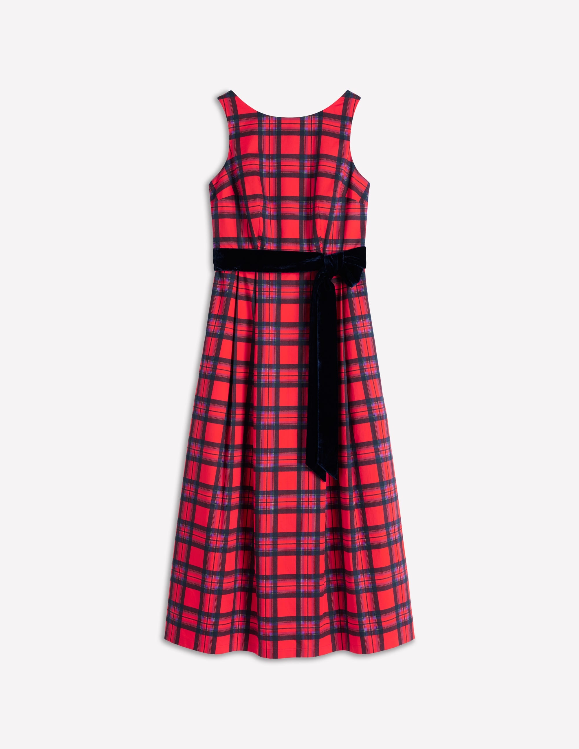 Robe dos échancré à carreaux-Carreaux rouge, bleu marine et violet - Image 6