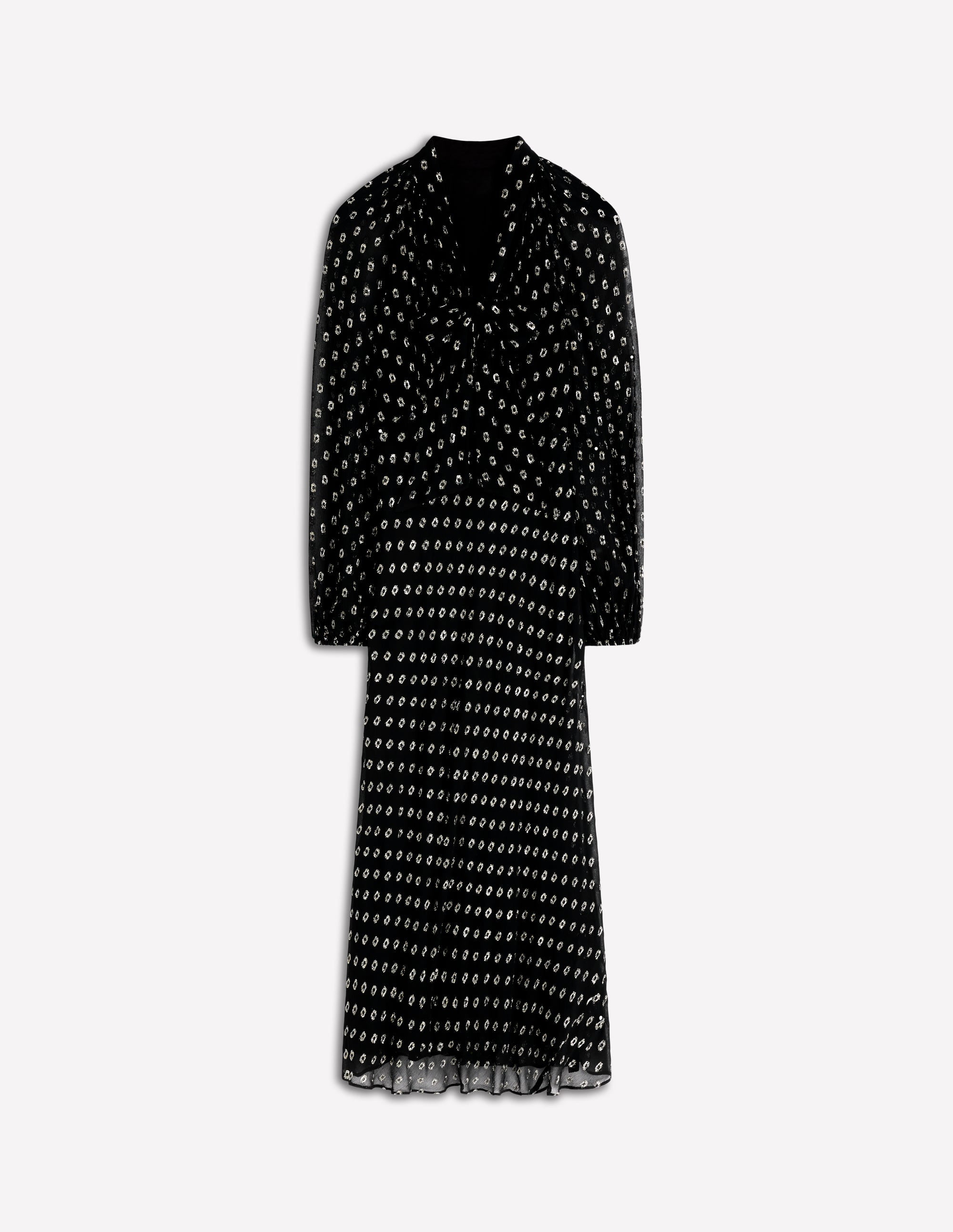 Midikleid zum Binden-Schwarz und Gold Clip-Muster - Image 7