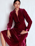 Robe style 40s Cassie en velours-Rouge rubis