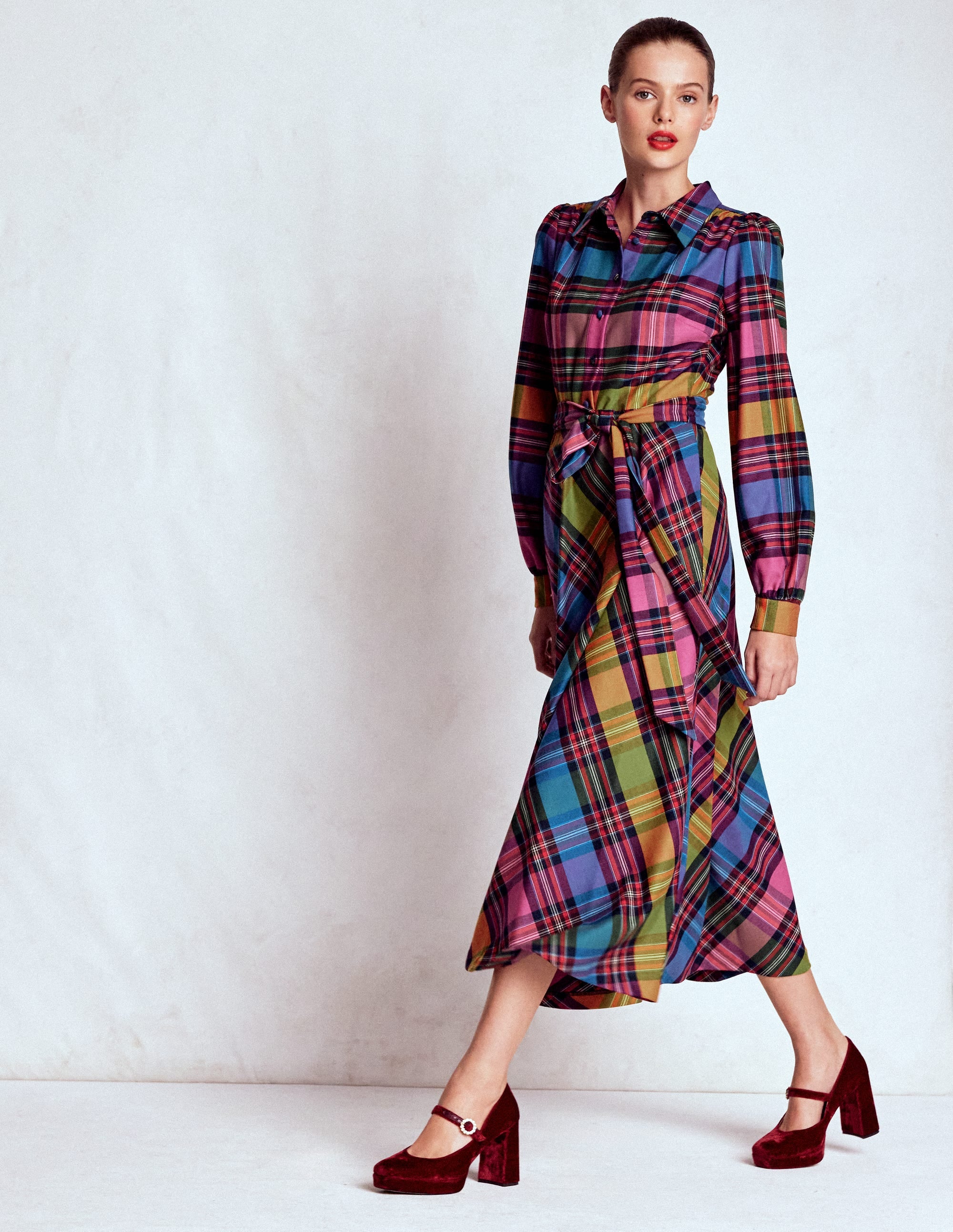 Vivienne Kariertes Midikleid-Bunt, Deckenkaro - Image 6