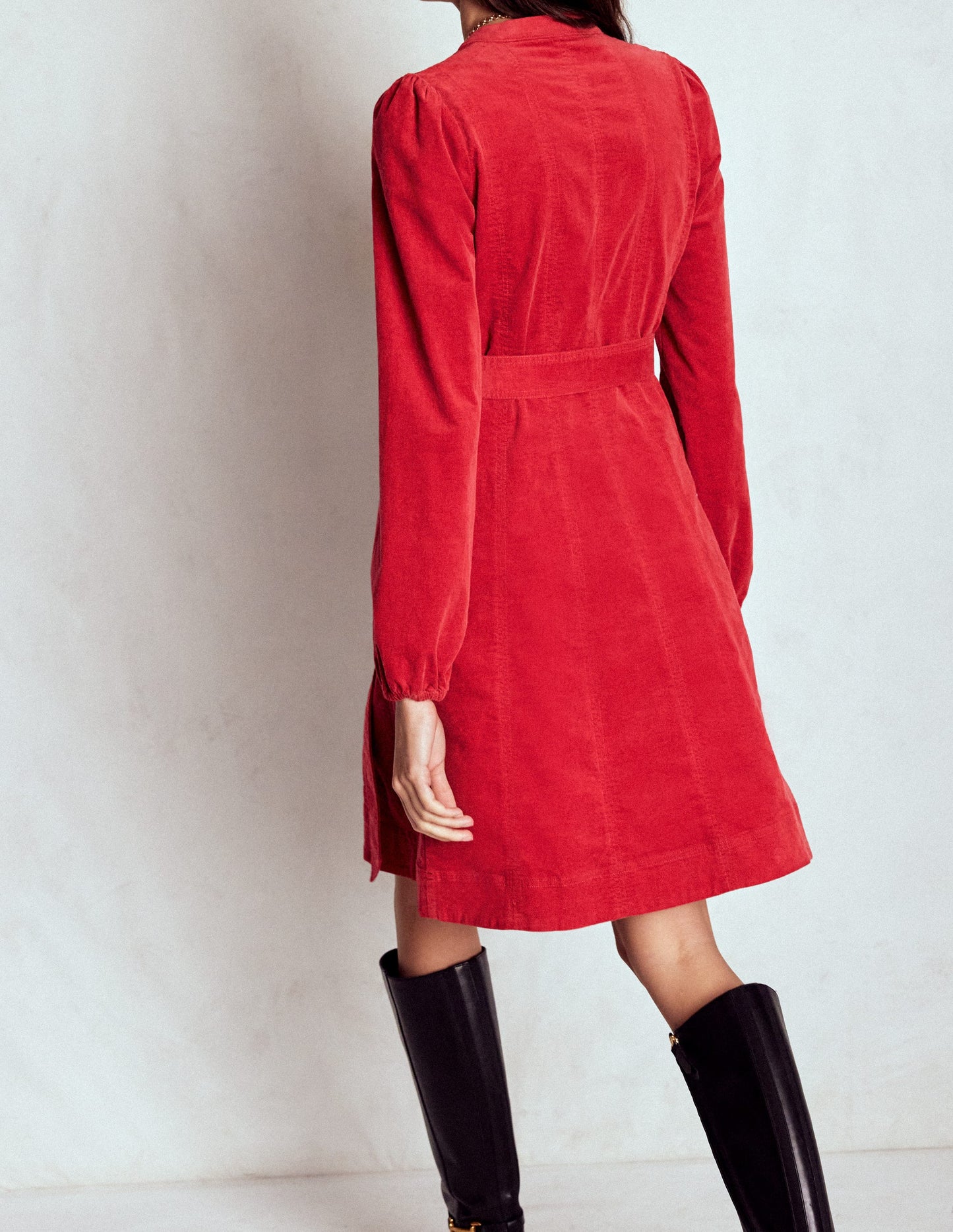 Ros Kurzes Cordkleid mit Einsätzen-Purpurrot