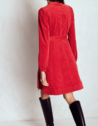 Ros Kurzes Cordkleid mit Einsätzen-Purpurrot-4