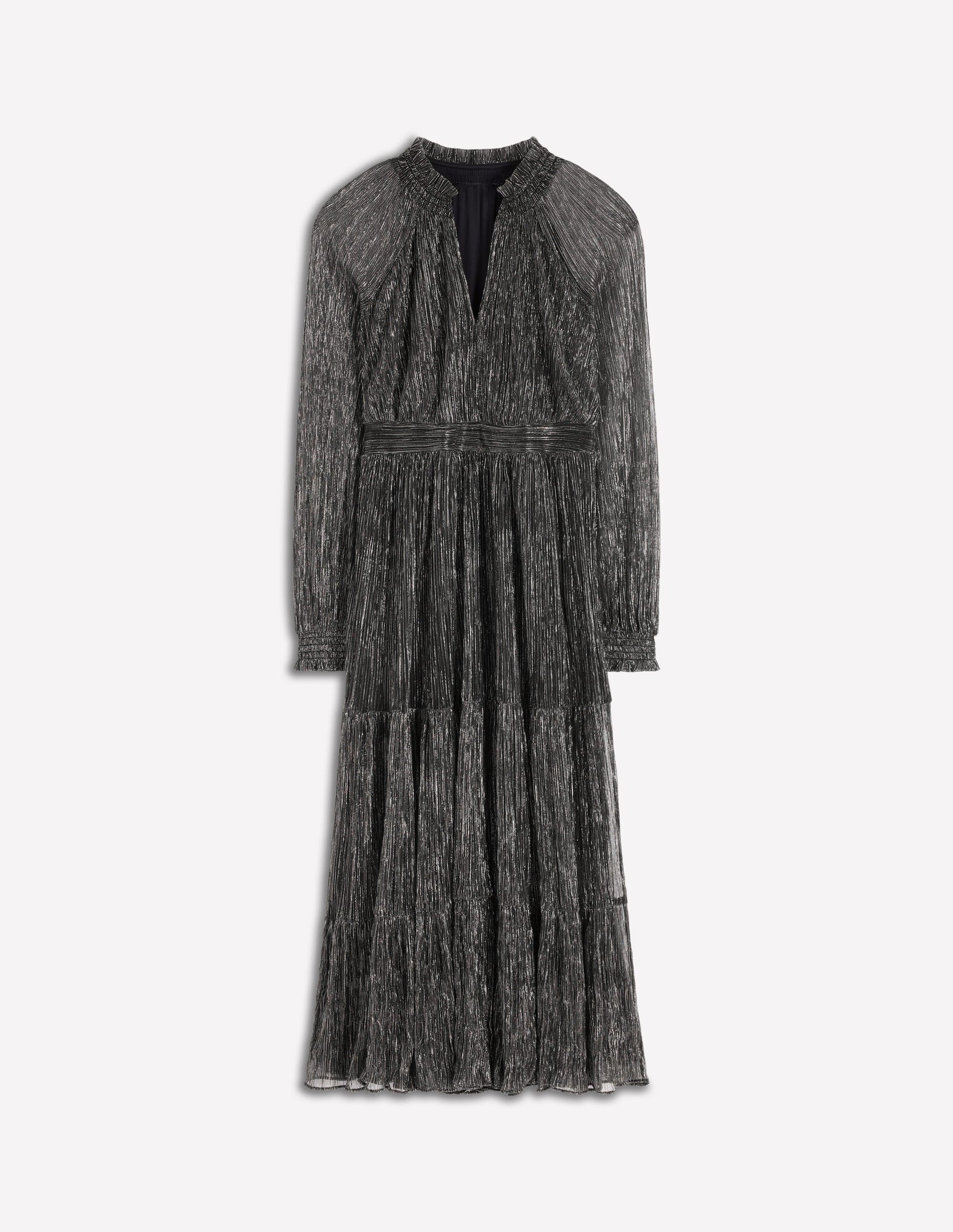 Lucille Gesmoktes Glitzerkleid-Schwarz und Gold-6