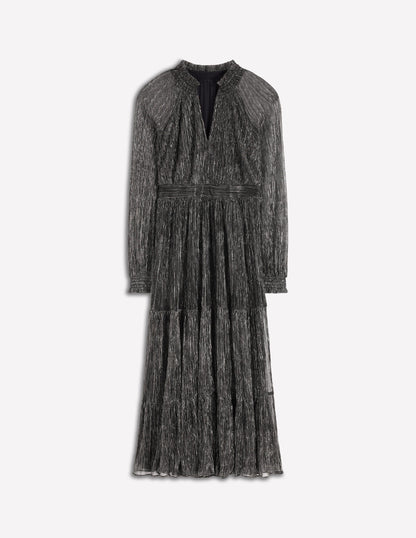 Lucille Gesmoktes Glitzerkleid-Schwarz und Gold-6