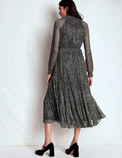 Lucille Gesmoktes Glitzerkleid-Schwarz und Gold-4