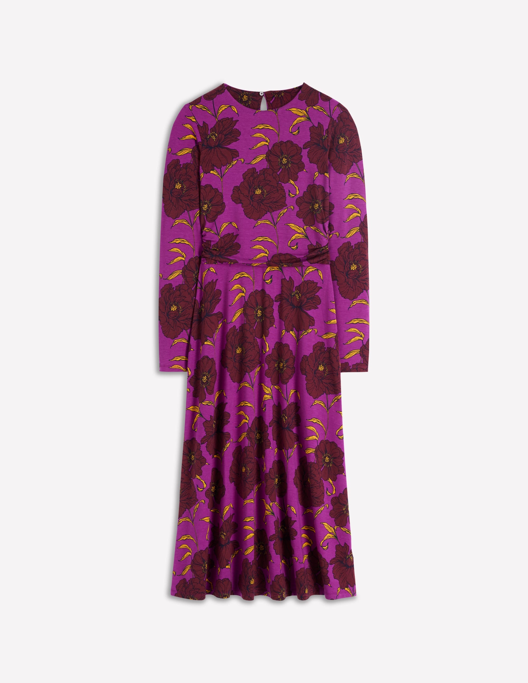 Gerafftes Jersey-Midikleid-Königliches Lila, Pfingstrose - Image 7