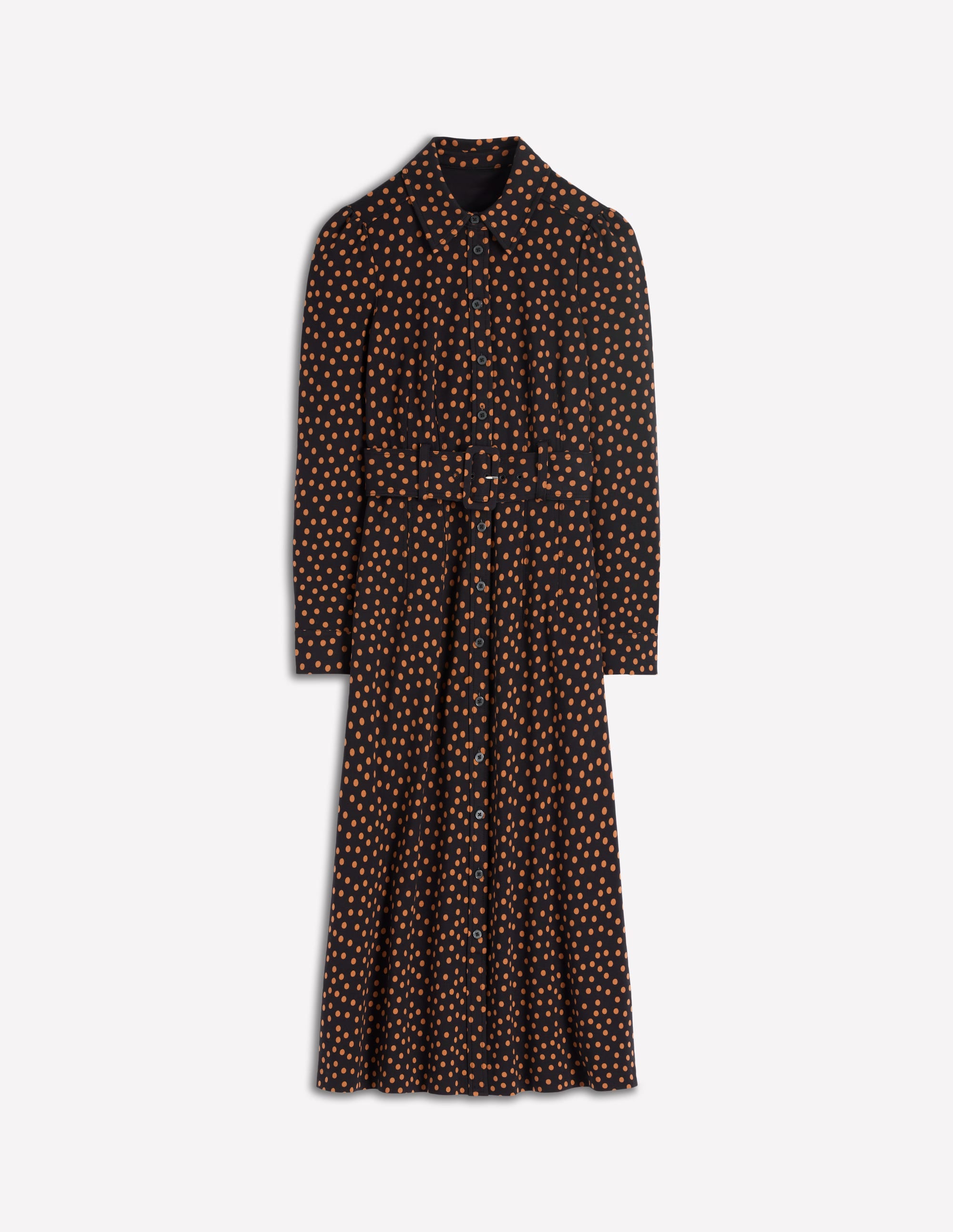Anita Langärmliges Hemdblusenkleid-Schwarz, Gemalte Tupfen - Image 6