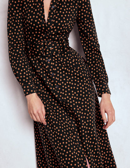 Robe-chemise Anita à manches longues-Noir, pois peints-4