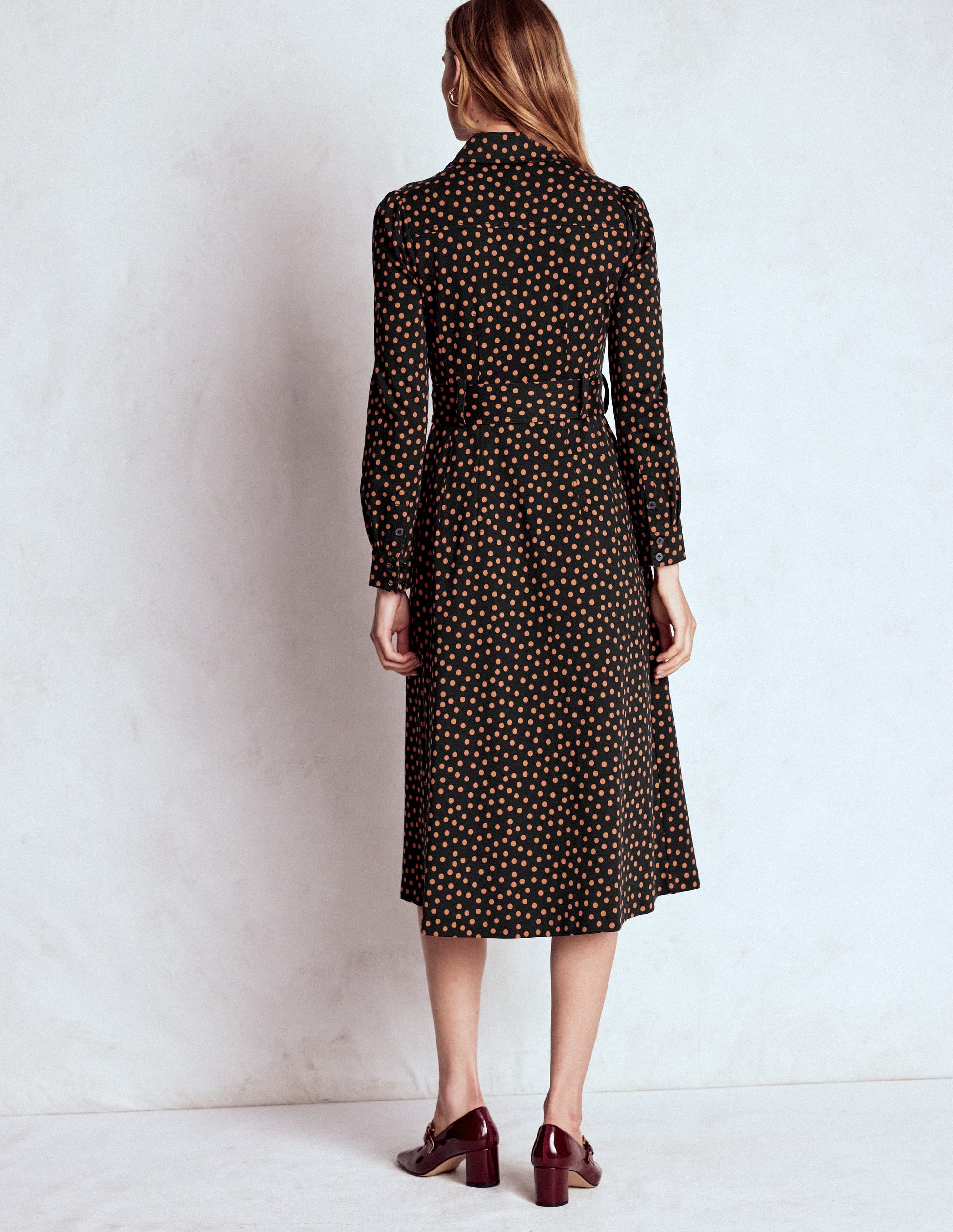 Anita Langärmliges Hemdblusenkleid-Schwarz, Gemalte Tupfen - Image 3