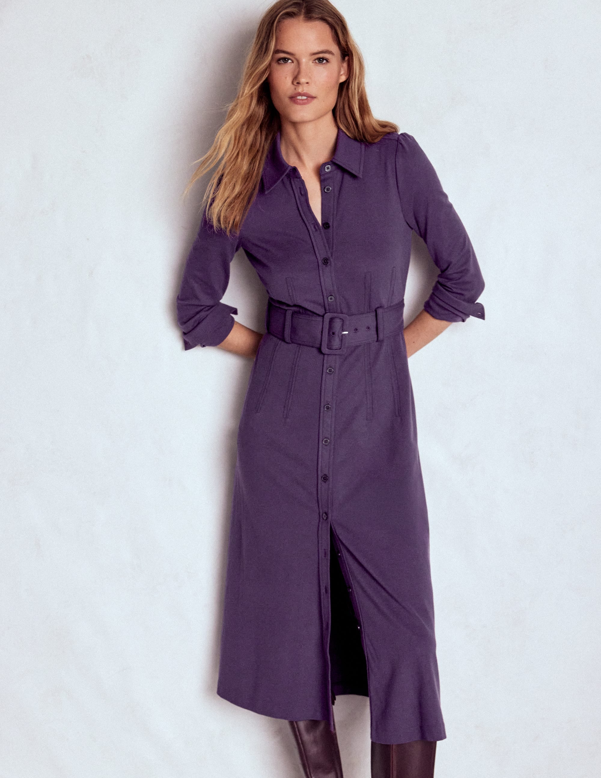 Anita Langärmliges Hemdblusenkleid-Brombeere - Image 5