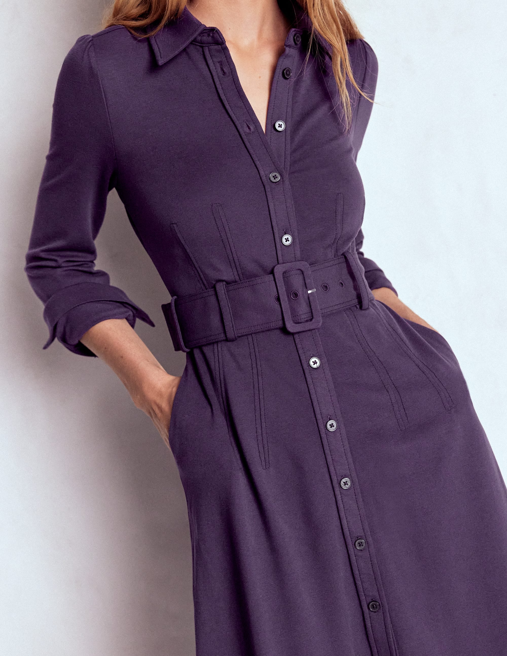 Anita Langärmliges Hemdblusenkleid-Brombeere - Image 6