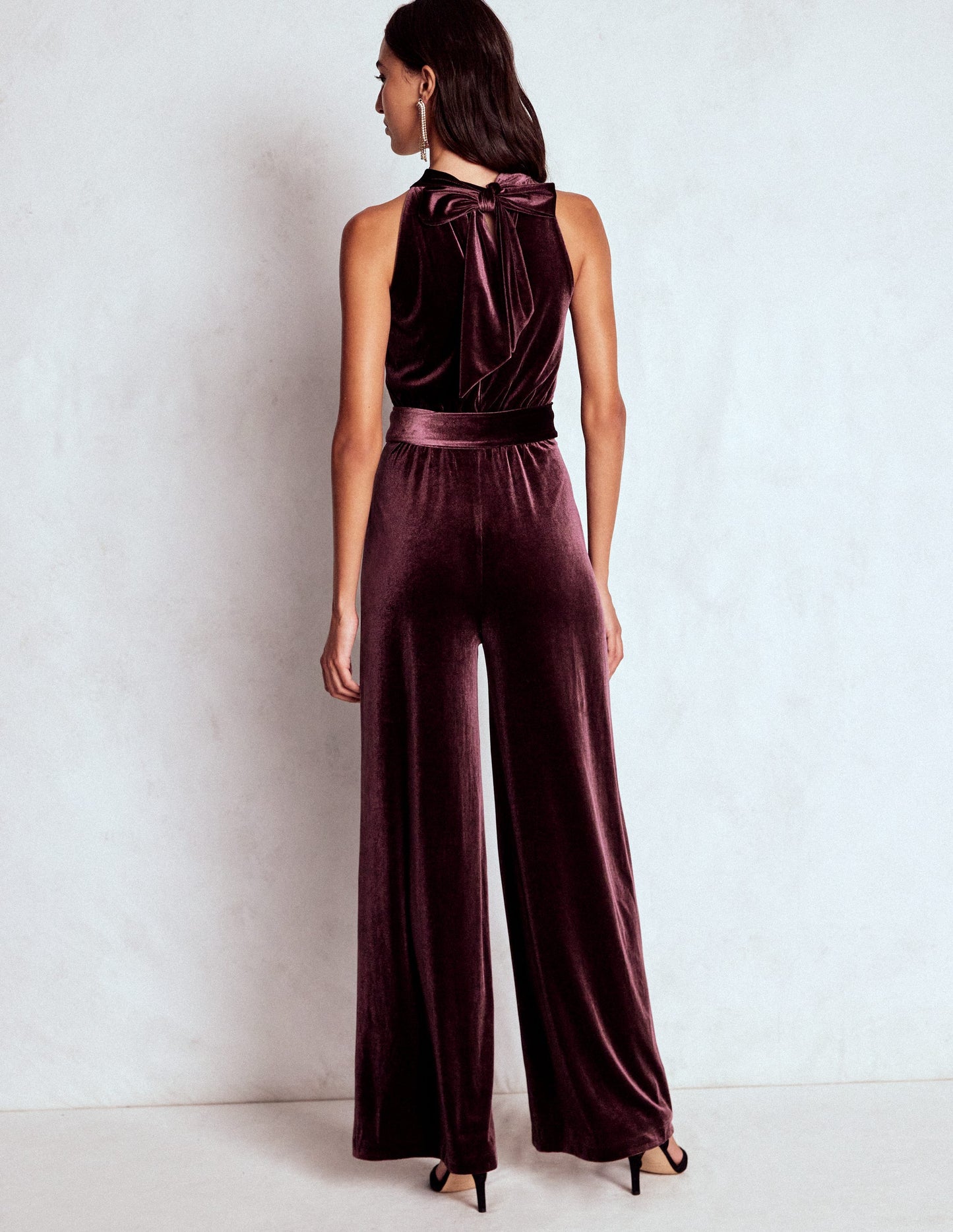 Jersey Halter Jumpsuit-Dark Cherry