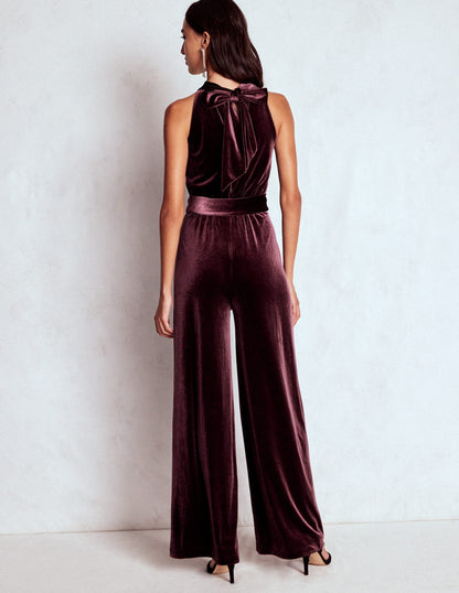 Jersey Halter Jumpsuit-Dark Cherry-4
