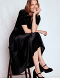 Robe-chemise Kate en velours-Noir