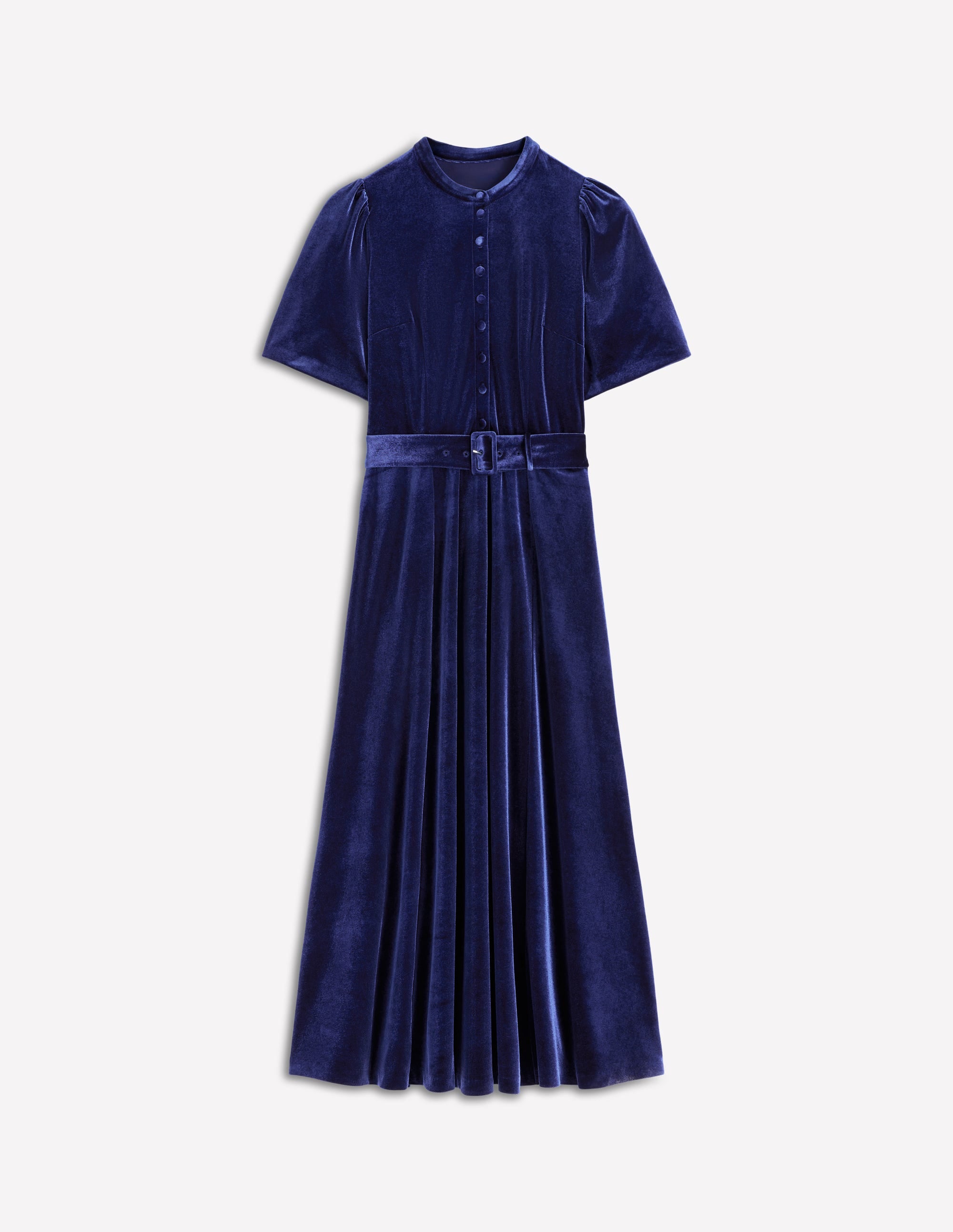 Kate Samt-Hemdblusenkleid-Saphirblau - Image 6
