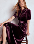 Kate Samt-Hemdblusenkleid-Dunkle Kirsche