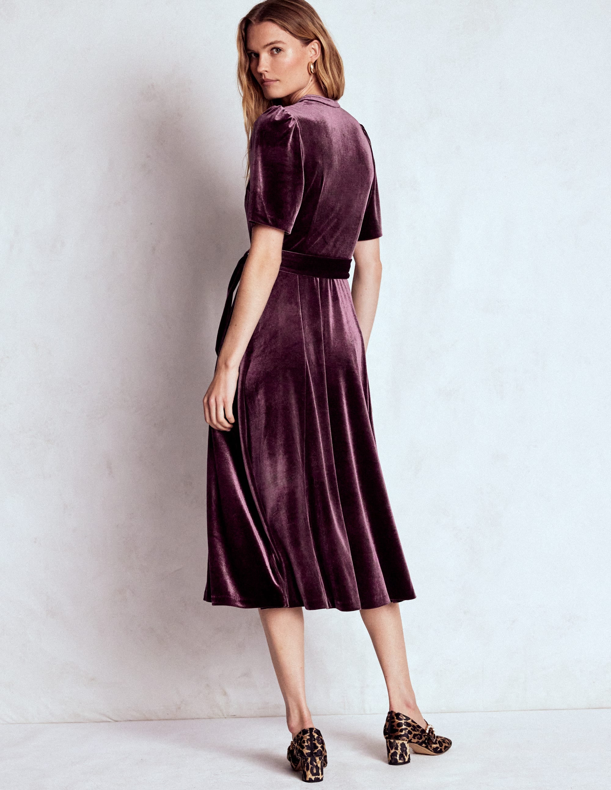 Kate Samt-Hemdblusenkleid-Dunkle Kirsche - Image 3