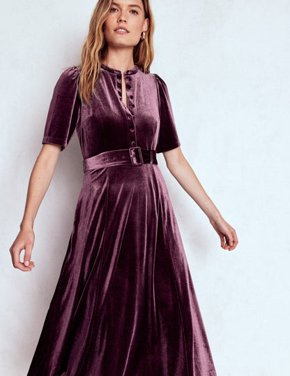 Kate Samt-Hemdblusenkleid-Dunkle Kirsche-5