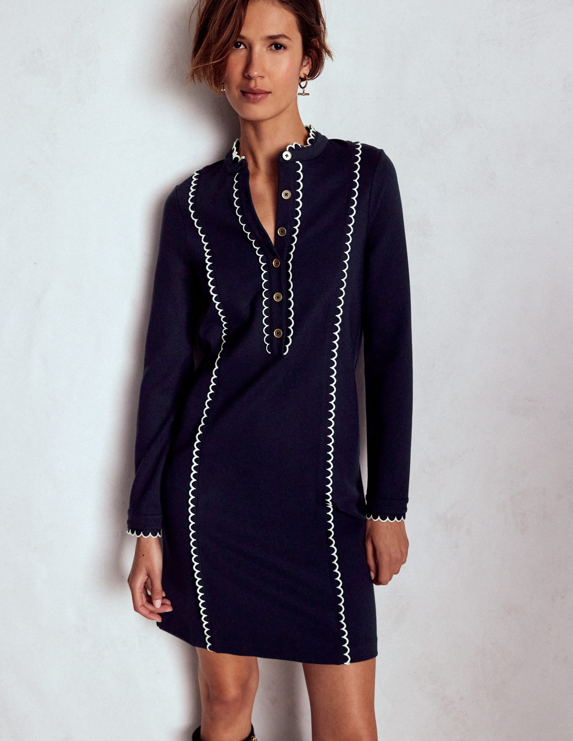 Jerseykleid mit Muschelsaum-Marineblau - Image 2