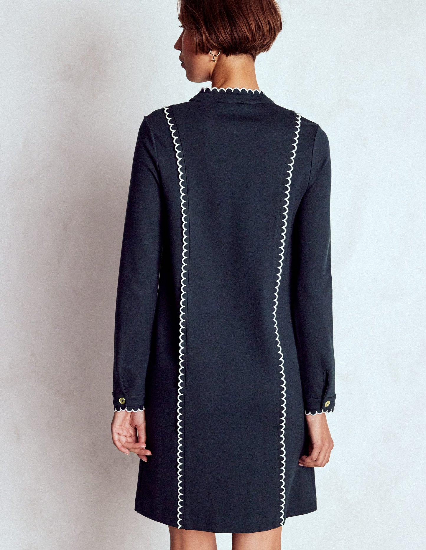 Jerseykleid mit Muschelsaum-Marineblau