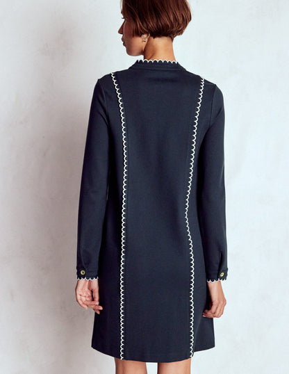 Jerseykleid mit Muschelsaum-Marineblau-3