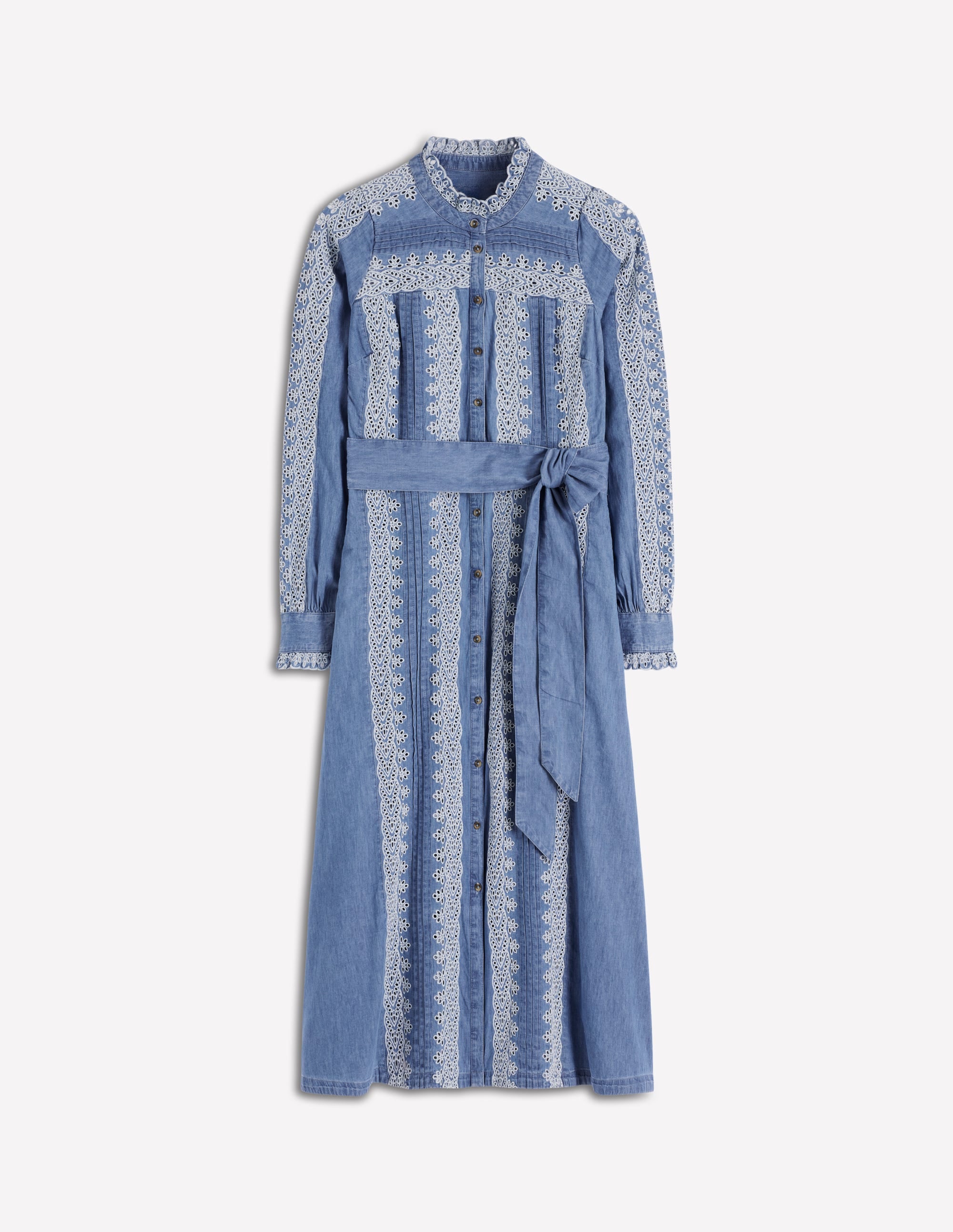 Robe en chambray volantée sur le devant-Chambray bleu clair - Image 6