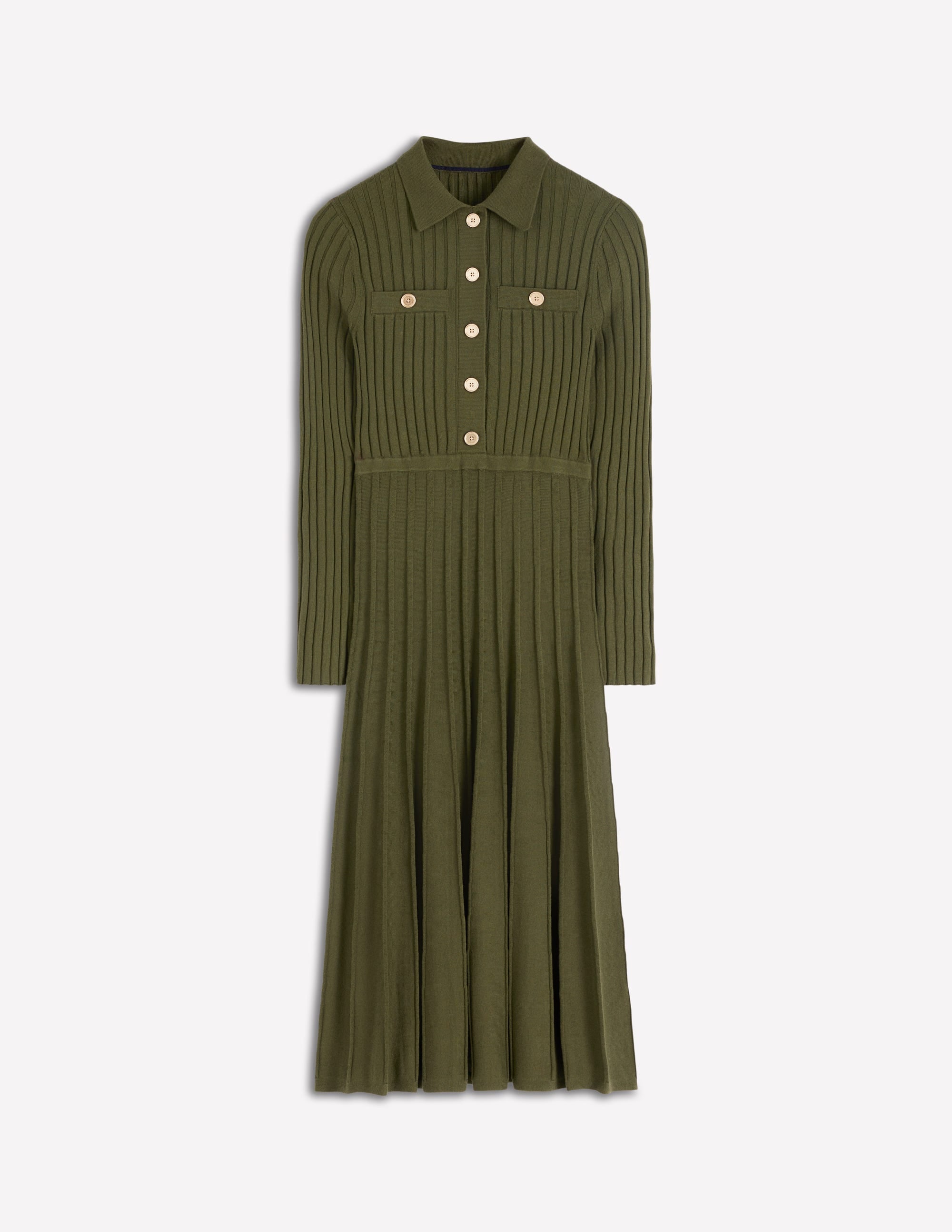 Brönte Hemdblusenkleid aus Rippstrick-Waldgrün - Image 6