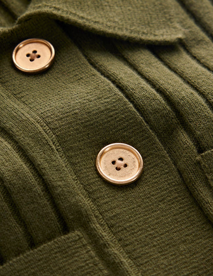 Brönte Hemdblusenkleid aus Rippstrick-Waldgrün-7