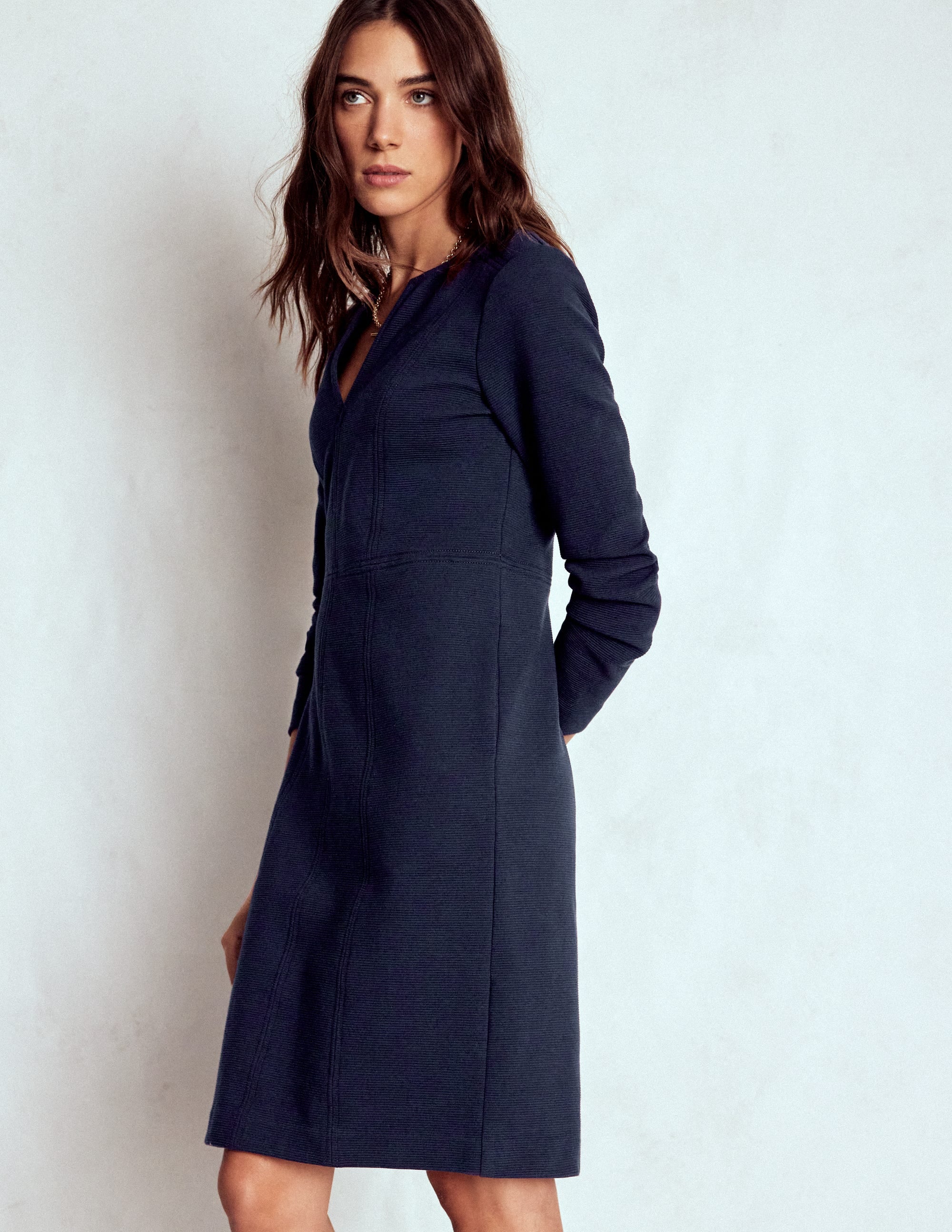 Robe droite Colette en ottoman-Bleu marine - Image 4