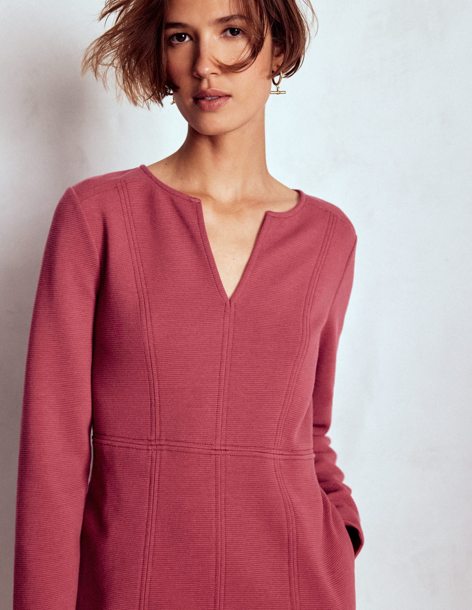 Robe droite Colette en ottoman-Rouge rubis - Image 2