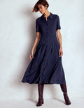 Robe-chemise Bridget en point de Rome-Bleu marine