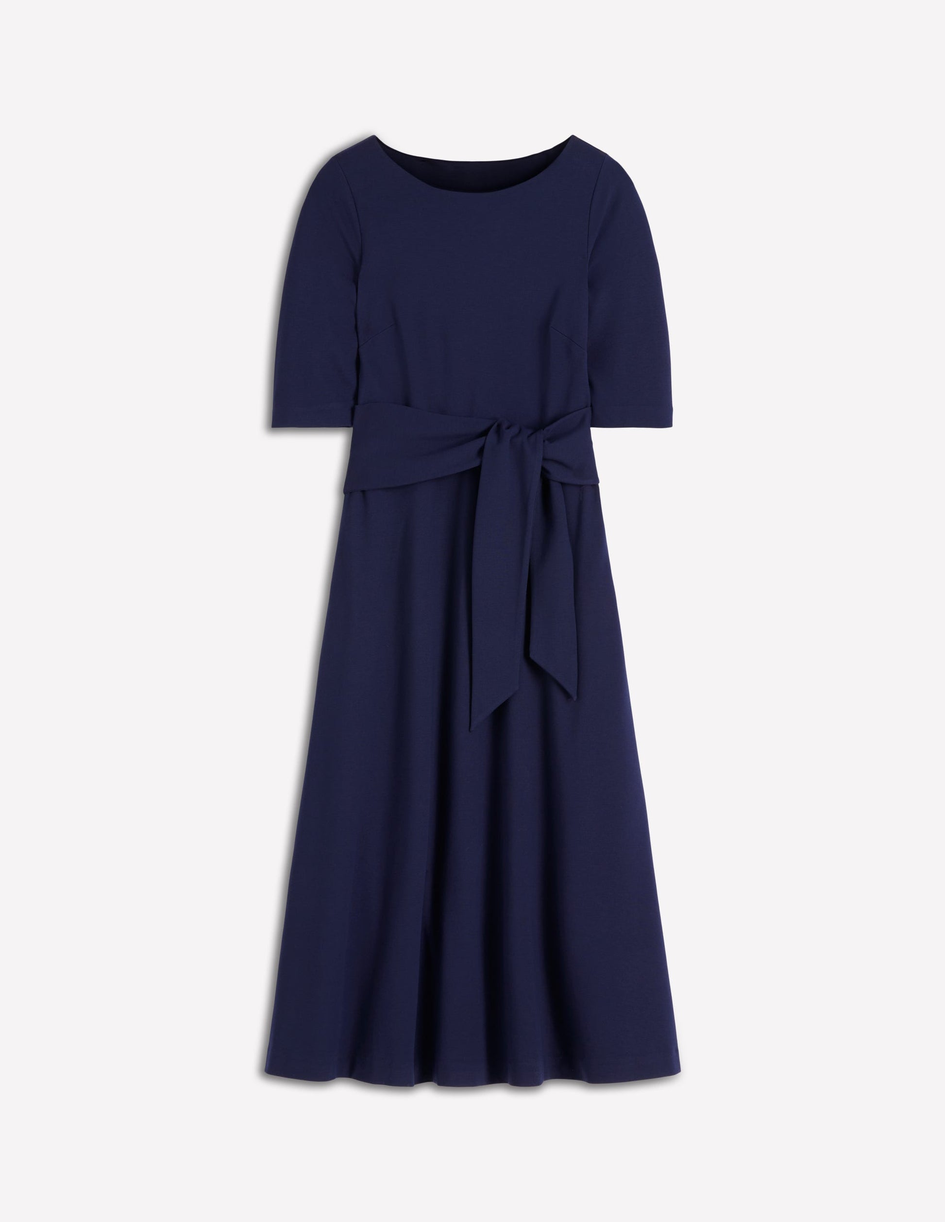 Mathilde Ponte-Kleid mit Bindegürtel-Marineblau-6
