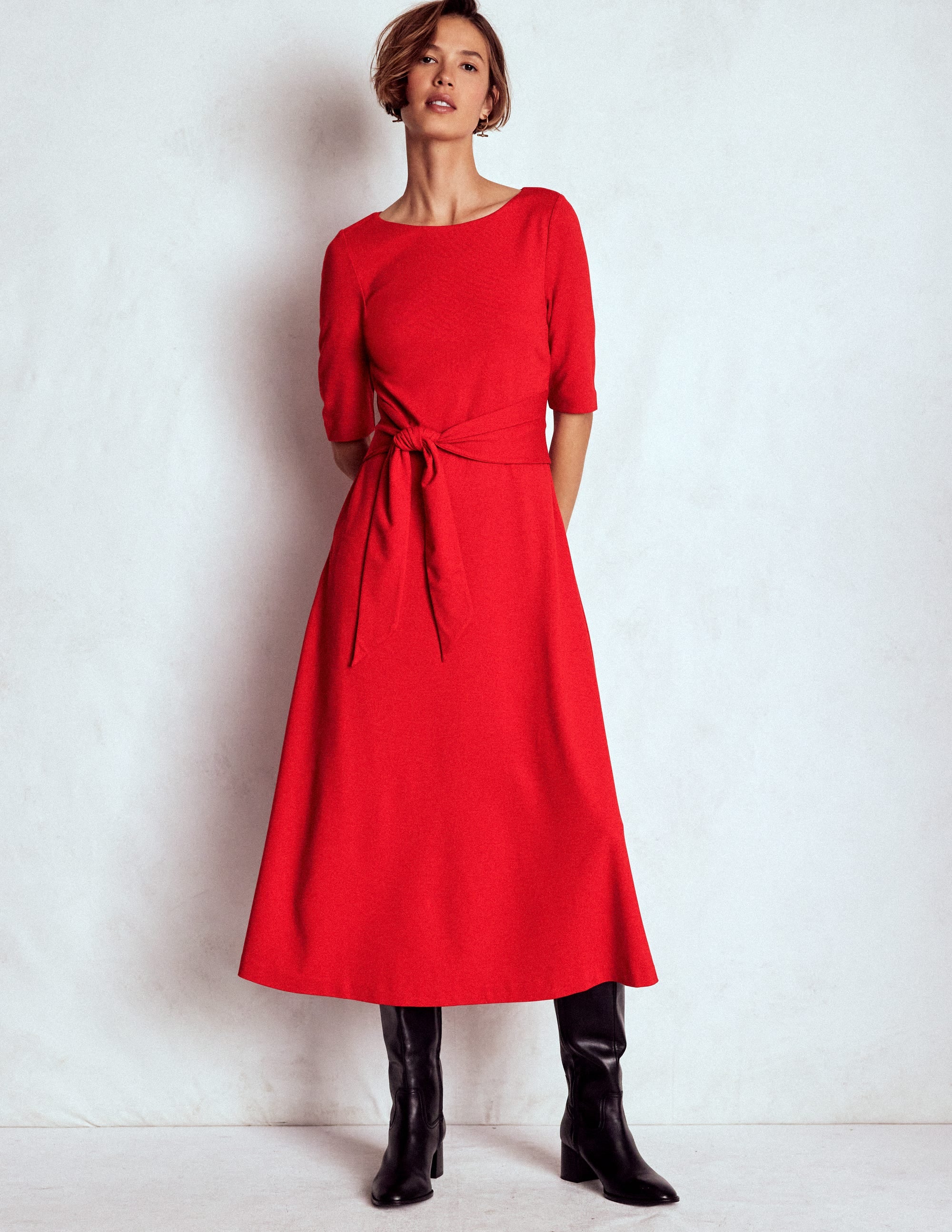 Mathilde Ponte-Kleid mit Bindegürtel-Würzig Rot - Image 4